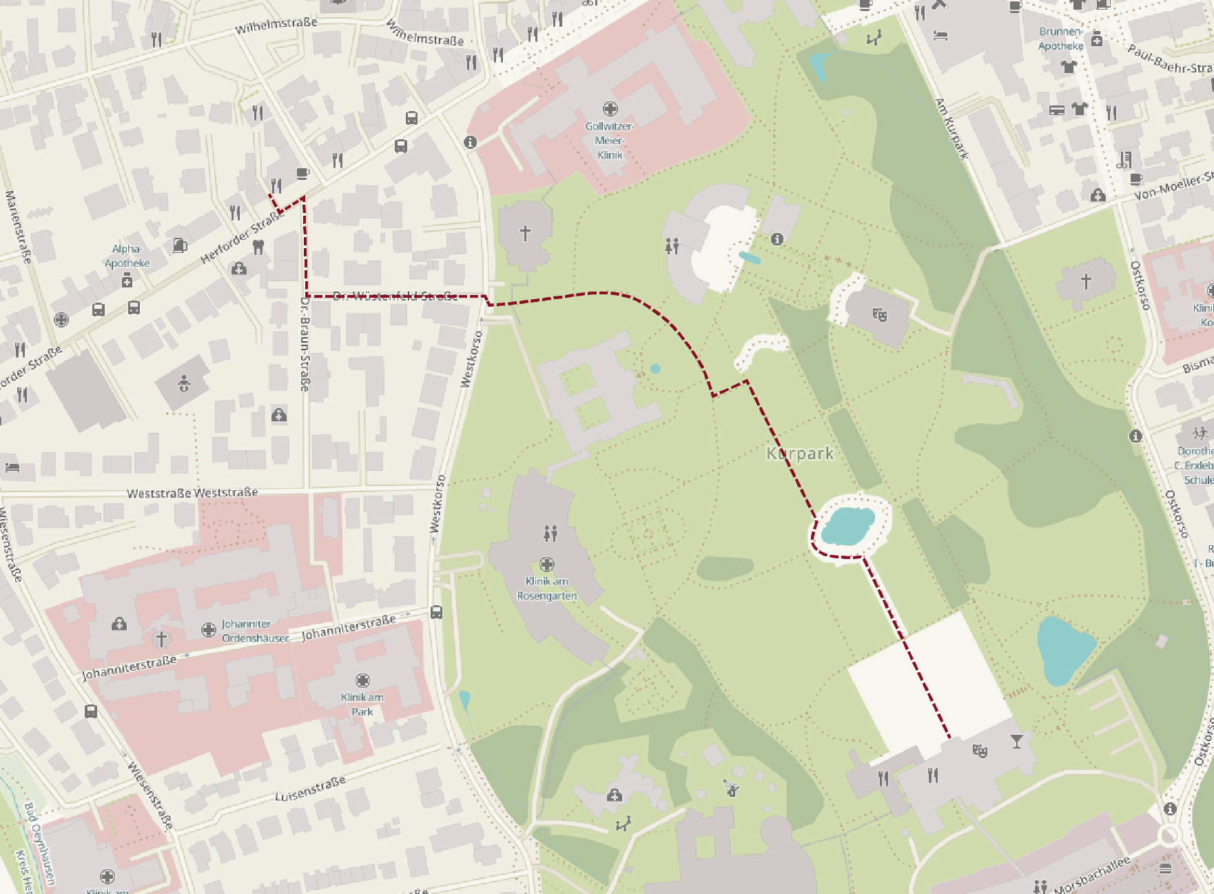 Weg durch den Kurpark zum Kaiserpalais